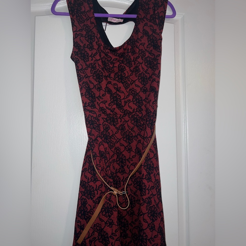 CANDIES RED & BLACK MESH DRESS - LG